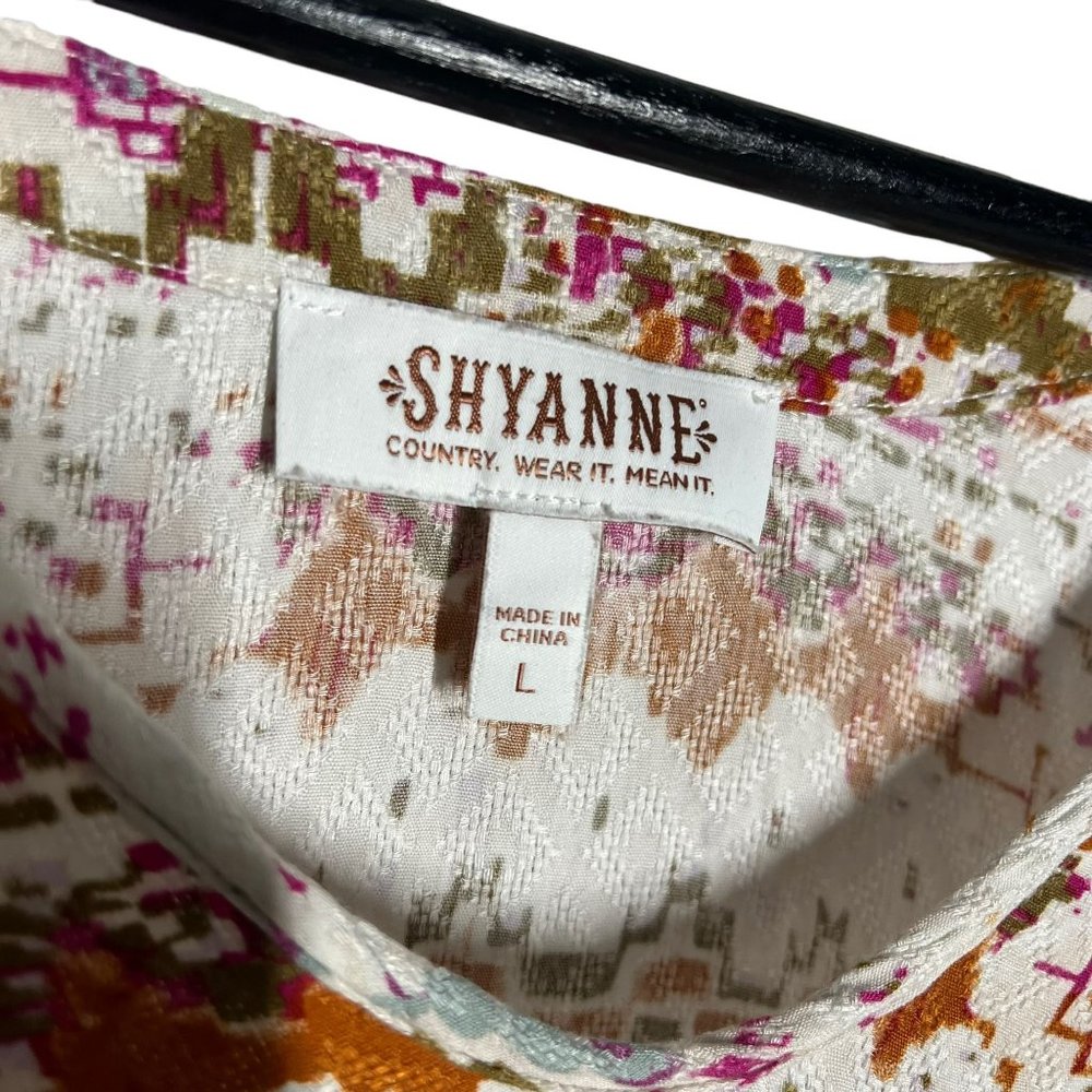Shyanne Coastal Cowgirl Print Long Sleeve V Neck Top Large - Picture 3 of 8